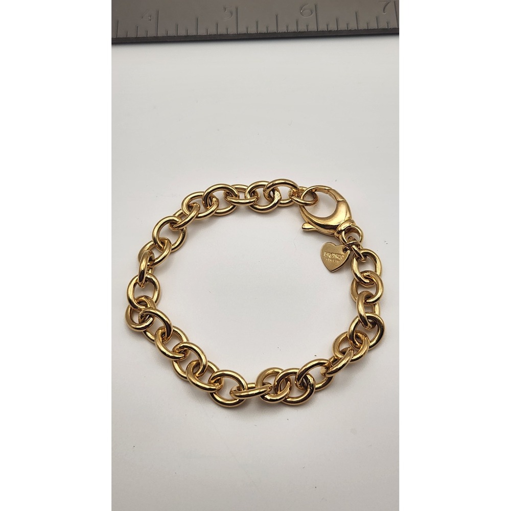 Bronzo Italia Milor Gold Tone Bronze Rolo Chain Bracelet 8 Inch Made in Italy - Picture 2 of 6